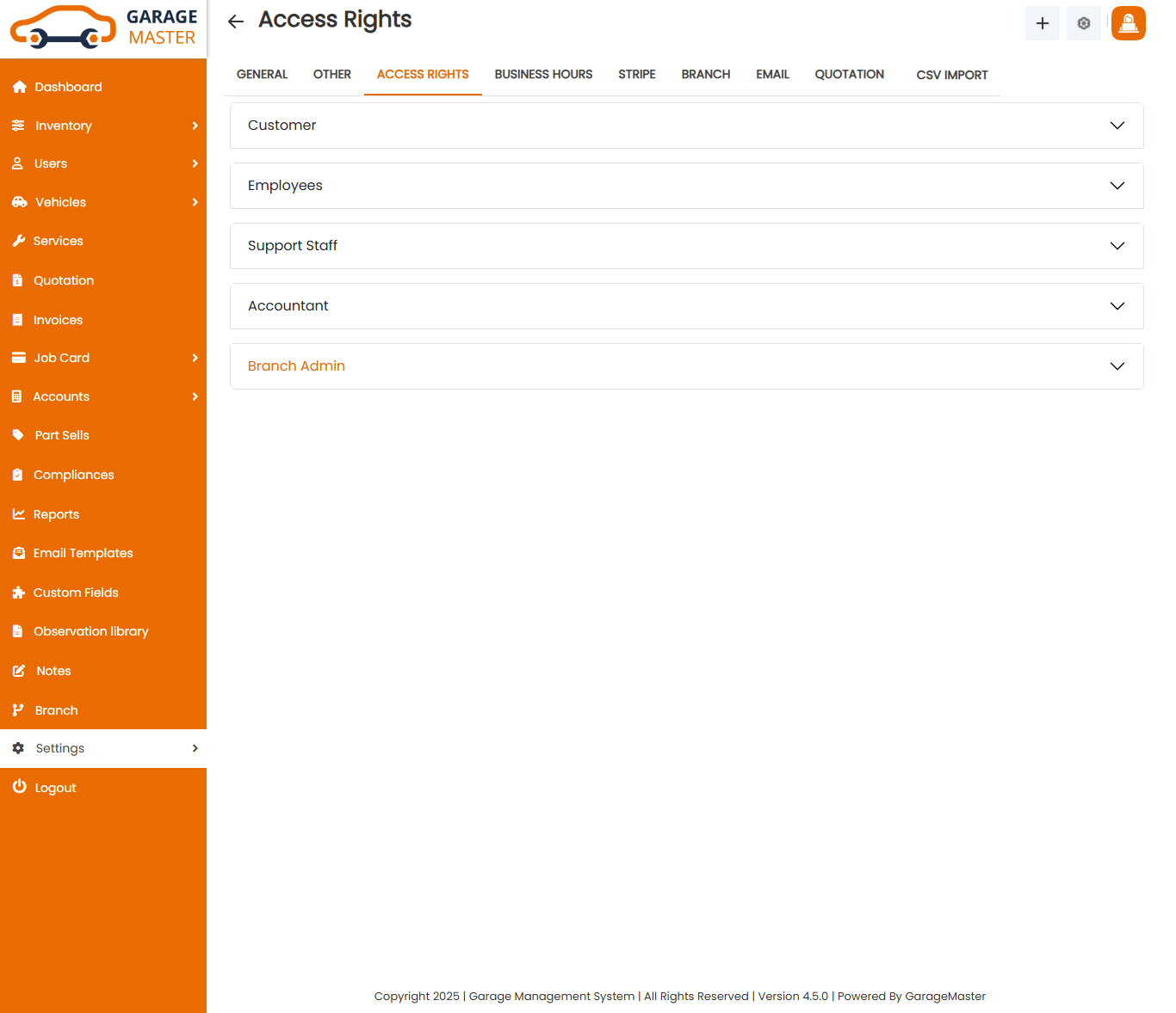 Access Right Normal Page Display