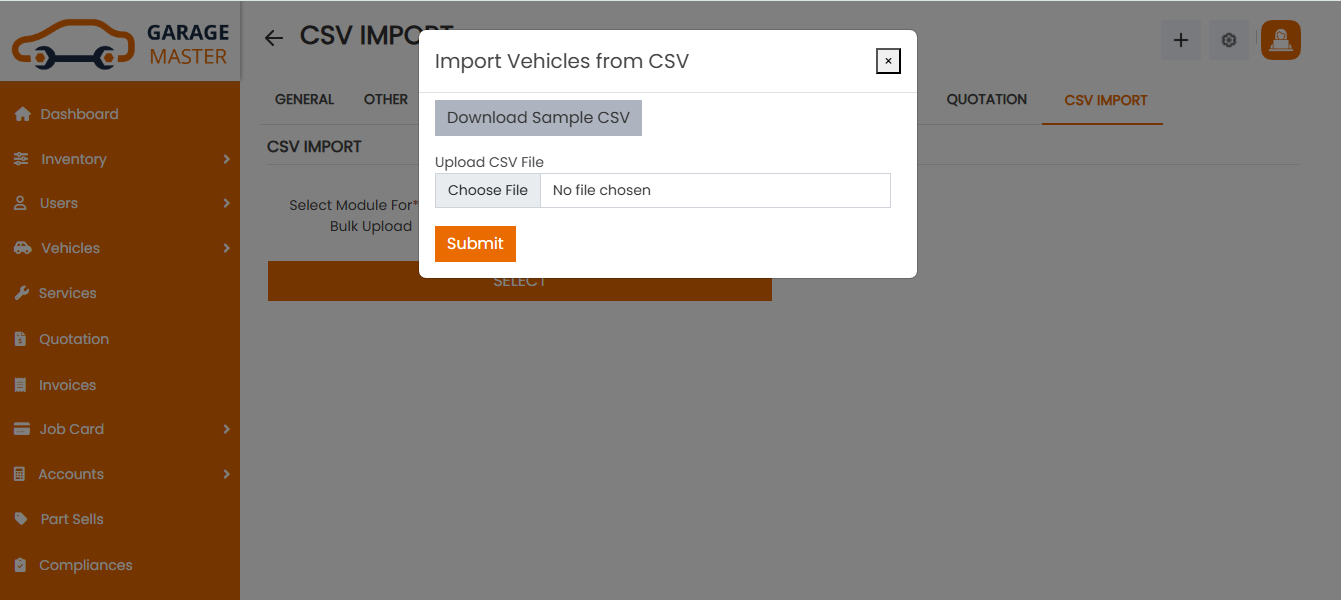 Csv vehicle import