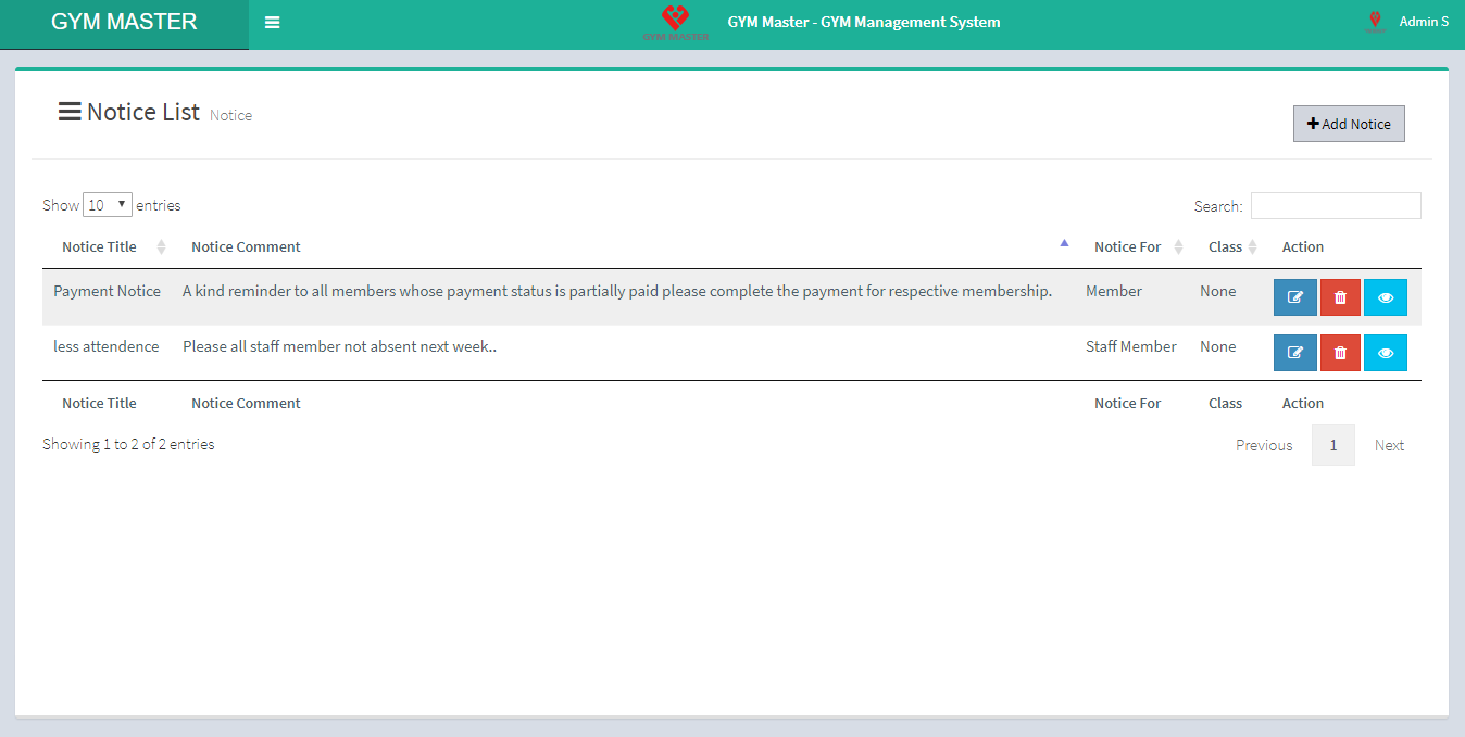 display content of the notice
